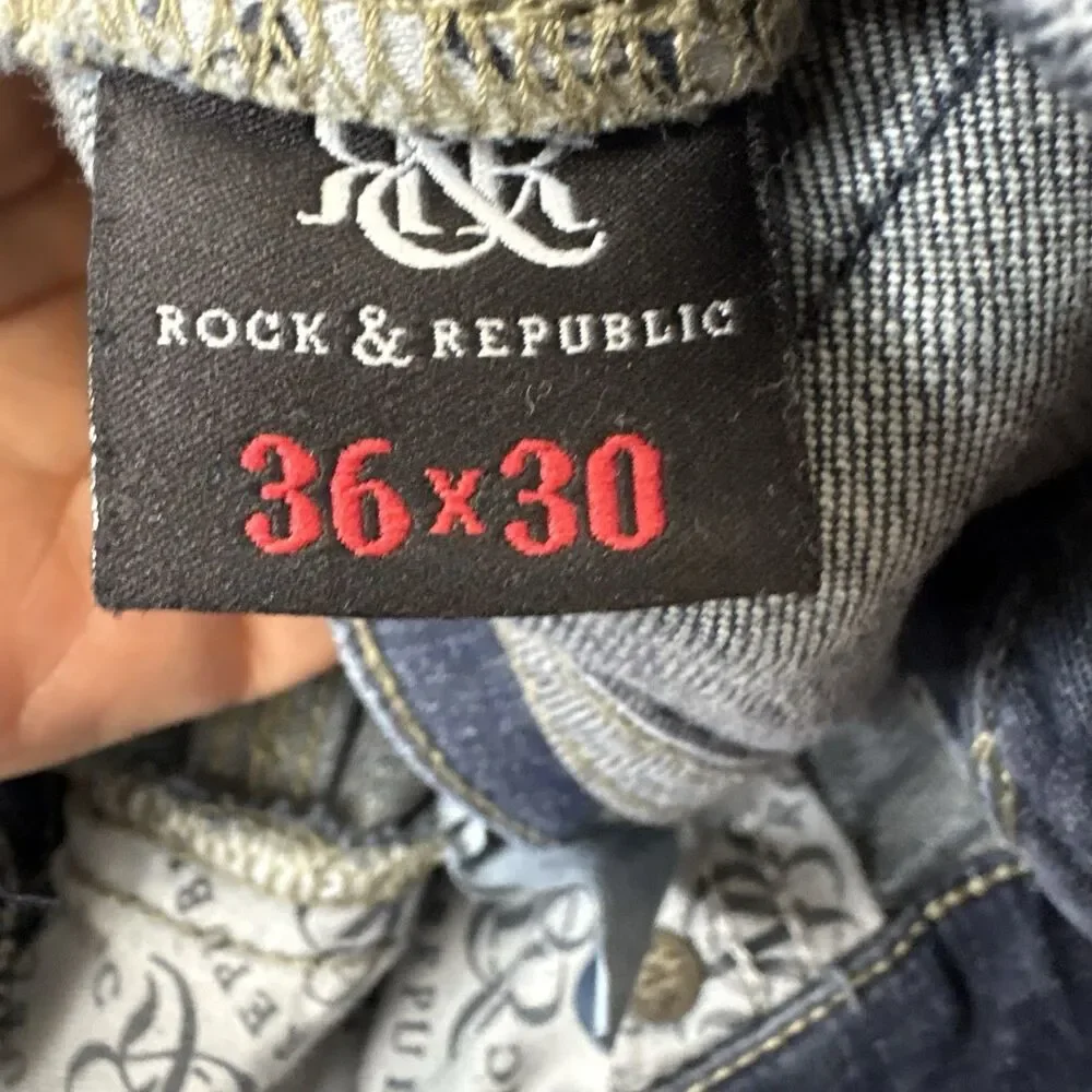 Rock & Republic Men's Jeans Straight Leg Size 36X30 Dark Wash